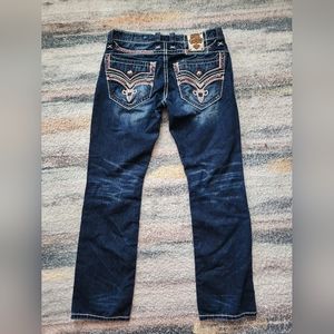 Men's size W34 Rock Revival straight cut jeans